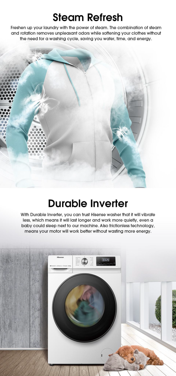 Front Load Washer 8.5KG and Dryer 6.0KG (WD3Q8543BW) - Image 4